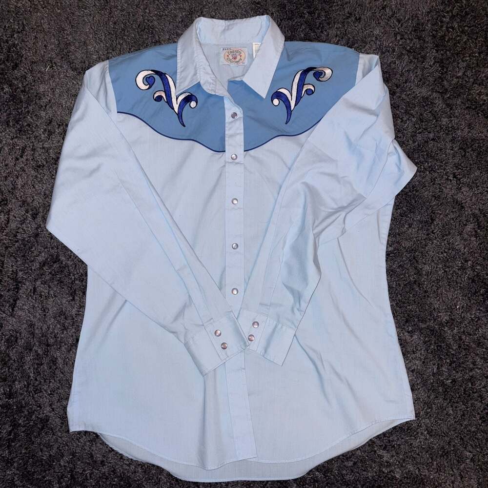 Ely Country Charmers Vintage Western Shirt with Embroidered Yoke and Pearl Snaps